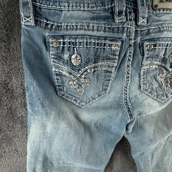 ROCK REVIVAL Women BETTY Straight Designer Blue Jeans Embellished Size 27 Adult - Picture 16 of 16